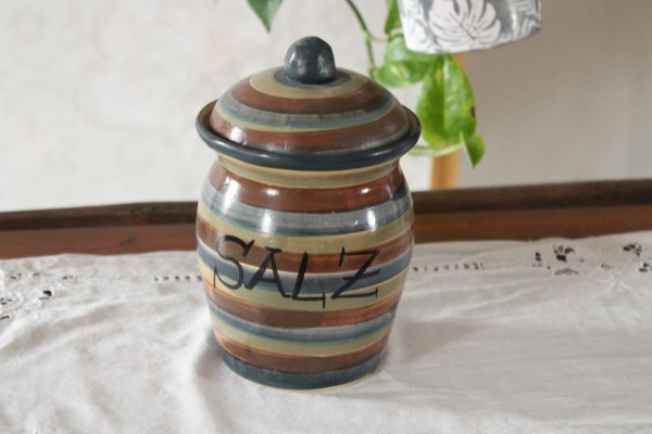 Vorratstopf Ringel für Salz Tontopf Keramik Handarbeit Töpferei