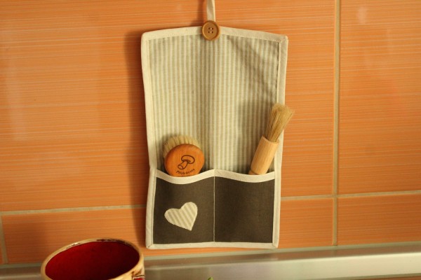 Wand Organizer Utensilo zum Aufhängen braun Handarbeit