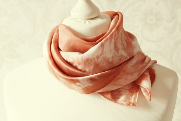 Satin Seidentuch Fantasie terracotta braun Tuch Handarbeit
