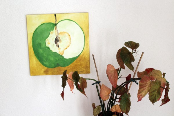 Der Apfel gemaltes Bild Stillleben 50 x 50 cm Acryl auf Leinwand