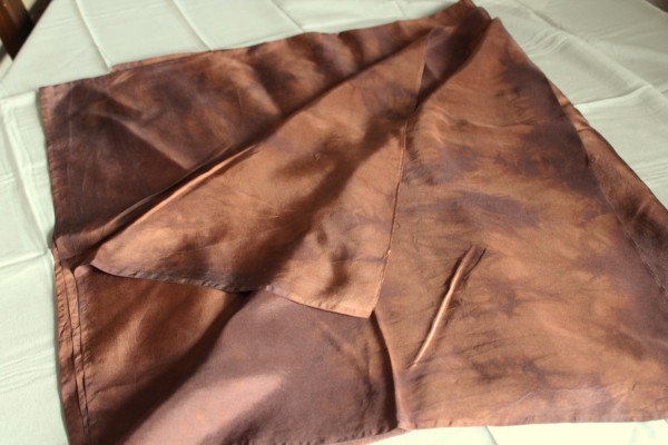 Stoff Seide braun handgefärbt 1,90 m x 90 cm