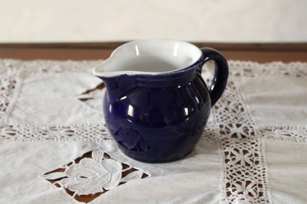 blaues Milchkännchen Keramik Sahnekännchen getöpfert