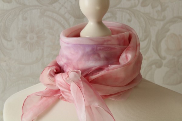Seidentuch rosa Kirschblüte Tuch aus Seide Halstuch handbemalt
