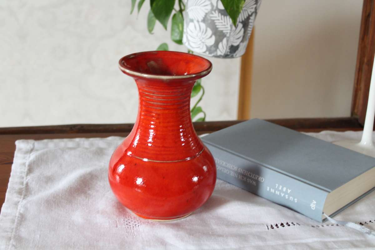 Vase Keramik Blumenvase getöpfert rote Keramik