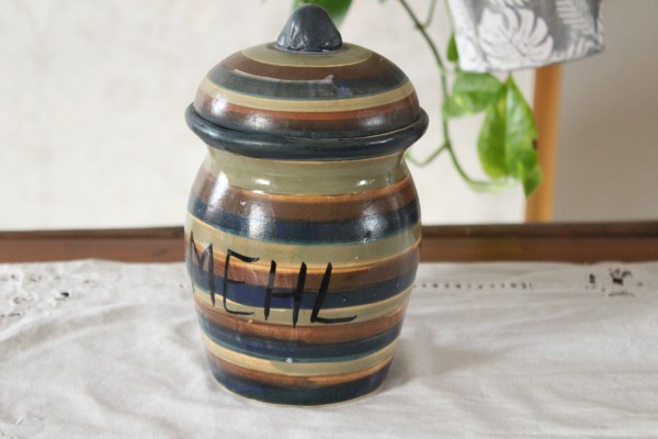 Vorratstopf Ringel für Mehl Tontopf Keramik Handarbeit Töpferei