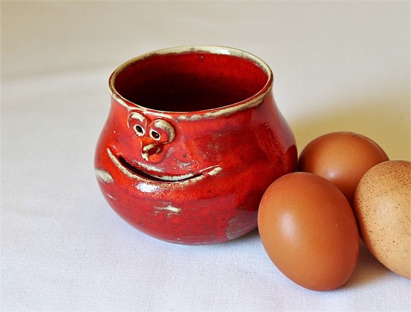 Eiertrenner rot Keramik Eitrenner getöpfert Handarbeit
