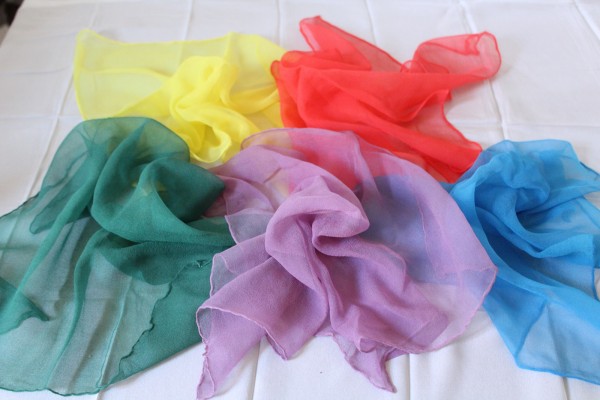 Spieltücher 5 bunte Seidentücher 45 cm Chiffon Seide Set Kreativ