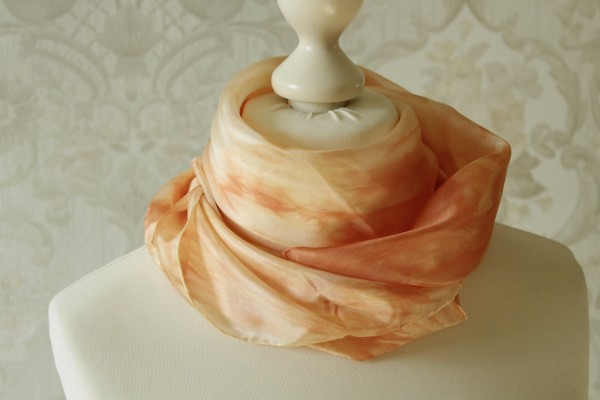 Satin Seidentuch Sinfonie orange gelb Tuch Seide Handarbeit