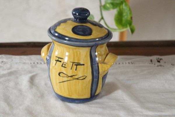 Vorratstopf für Fett Fetttopf Tontopf Keramik getöpfert