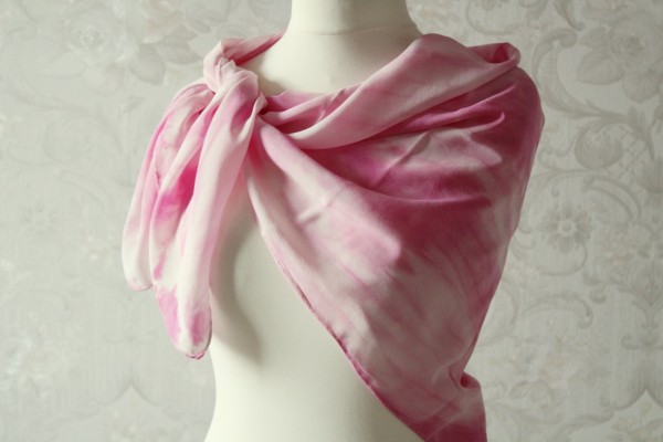 Seidentuch Sinfonie pink Tuch aus Seide Handarbeit