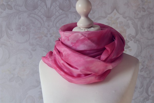 Seidentuch 90 x 90 cm rosa Farbgeflüster Tuch Handarbeit