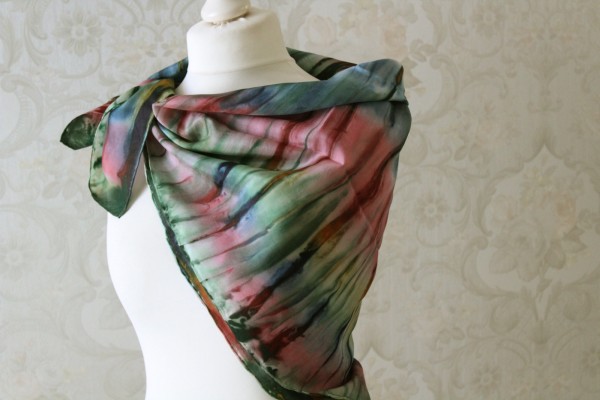 Seidentuch Stripes buntes Tuch aus Seide 90 x 90 cm Handarbeit