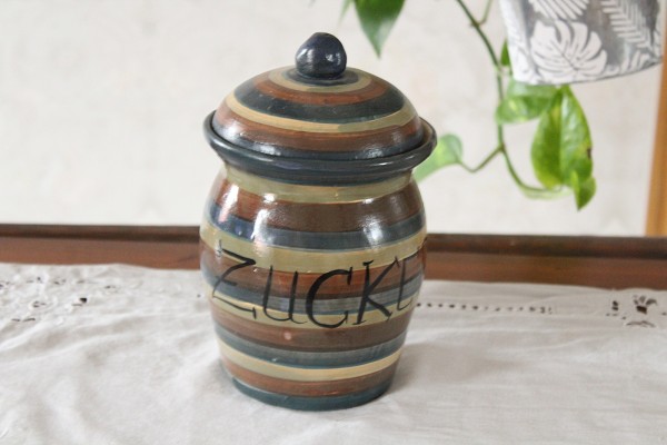 Vorratstopf Ringel für Zucker Tontopf Keramik Handarbeit Töpferei