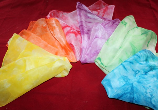 6 Tücher Spieltücher Regenbogen Seide 45 cm Seidentücher