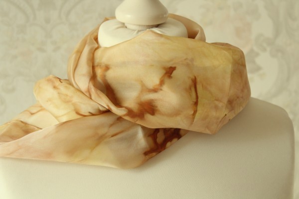 Satin Seidentuch beige braun Tuch Fantasie Handarbeit