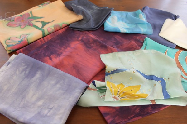 Paket Stoff Seide handgefärbter Seidenstoff Sonderpreis