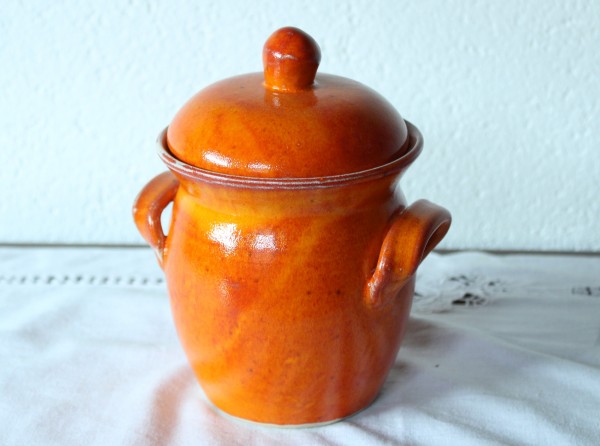 getöpferter Vorratstopf Tontopf orange Keramik