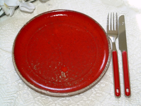 rote Teller Frühstücksteller Kuchenteller Keramik
