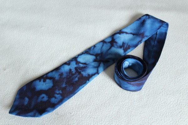 blaue Krawatte Kurt Seidenkrawatte Schlips handbemalt