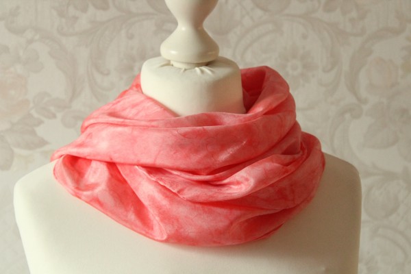 Seidentuch lachs rosa Tuch 90 x 90 cm Seide Handarbeit
