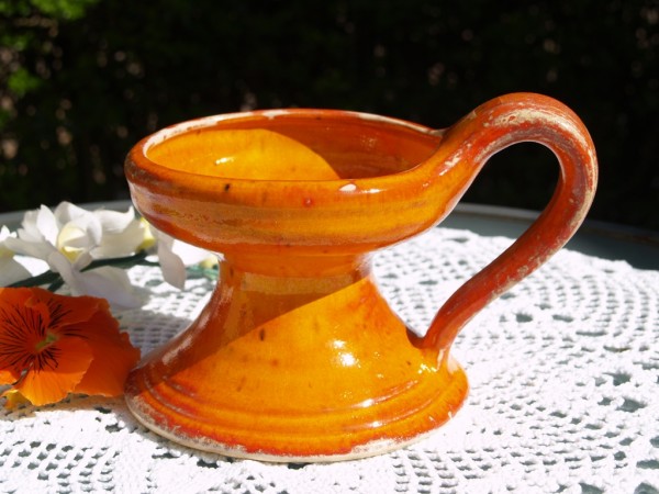 Kerzenständer Keramik orange Kerzenhalter für eine dicke Kerze