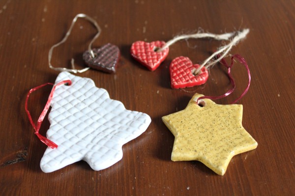 Geschenk Anhänger 5 Stück Keramik Weihnachten Töpferei