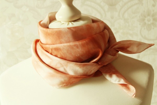 Seidentuch Fantasie terracotta braun Tuch Seide Handarbeit