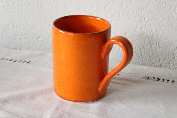 orange Tasse Kaffeebecher getöpfert Kaffeetasse