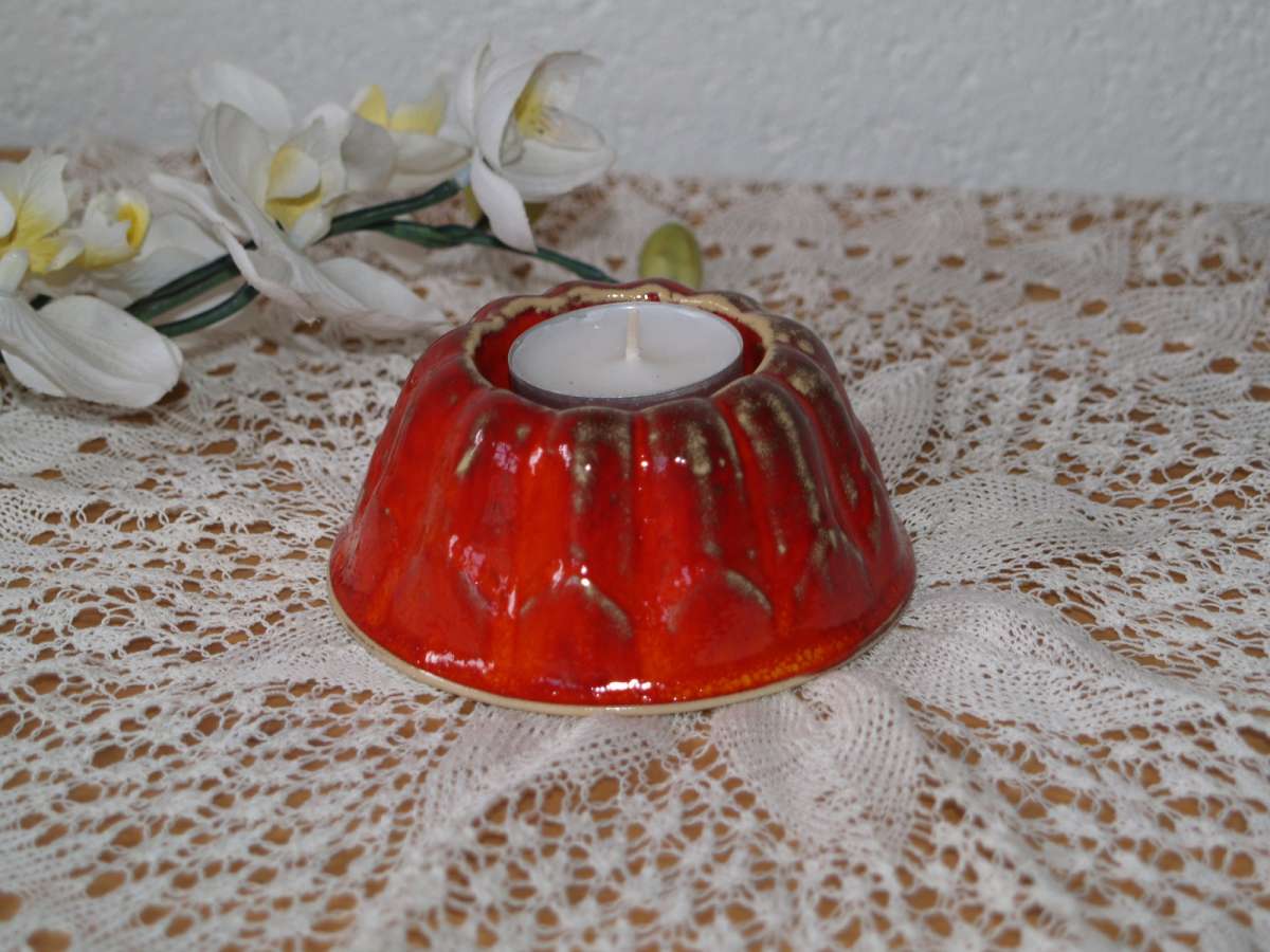 Teelichthalter Kuchen roter Keramik Kerzenständer | Kyffairtrieb