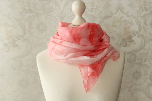 rosa Seidentuch Farbgeflüster Tuch Seide 90 x 90 Handarbeit