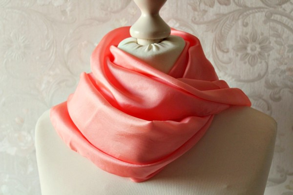 Seidentuch 90 x 90 cm lachs rosa uni Tuch Seide