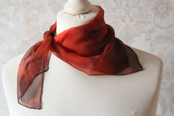 kleines Tuch aus Seide Chiffon Nicki Seidentuch orange braun