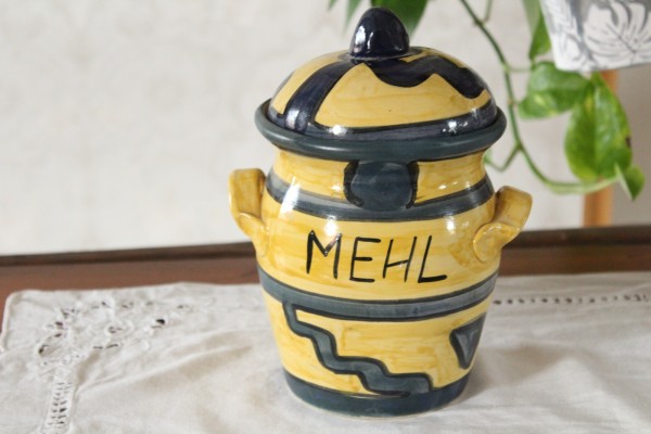 Vorratstopf für Mehl groß Tontopf Keramik Handarbeit Töpferei