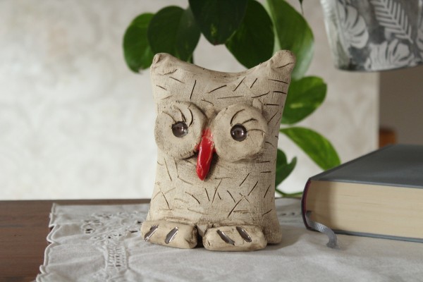 Eule aus Kermik Handarbeit Töpferei Wohndeko Gartendeko