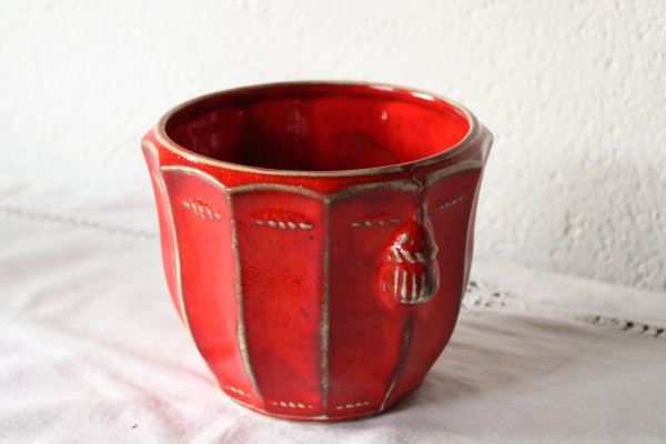 Blumentopf getöpferter roter Übertopf groß Keramik