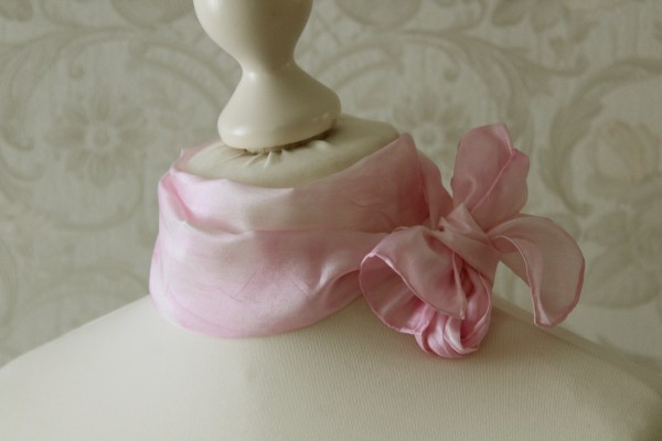 Schal Seide schmal rosa pastell Seidenschal Handarbeit
