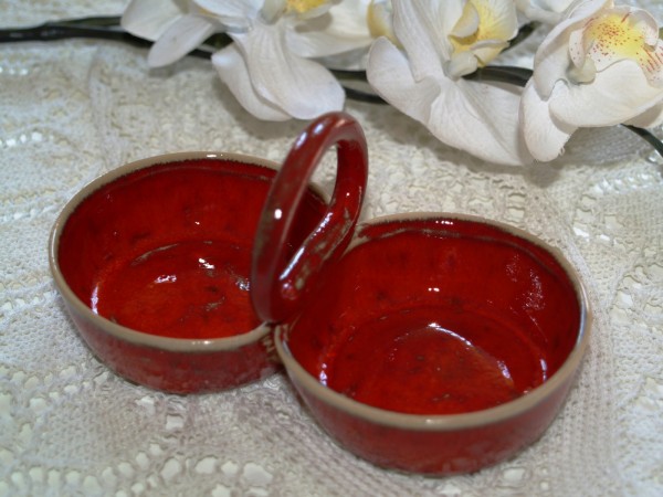 Menage Pfeffer & Salz rote Keramik getöpfert