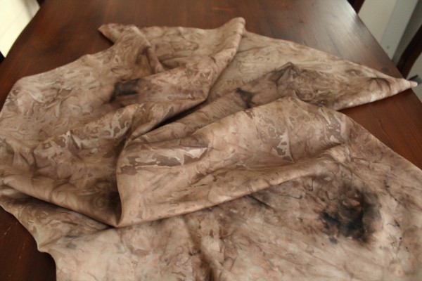 Stoff Seide braun gemustert Handarbeit 140 x 90 cm