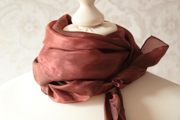 Seidentuch Tuch Fantasie in rosa braun Seide Handarbeit
