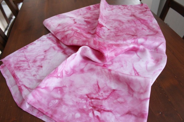 Stoff Seide rosa pink gemustert Handarbeit 120 x 90 cm