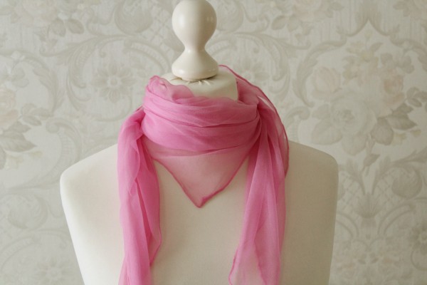 Tuch aus Seiden Chiffon rosa uni Seidentuch handgefärbt